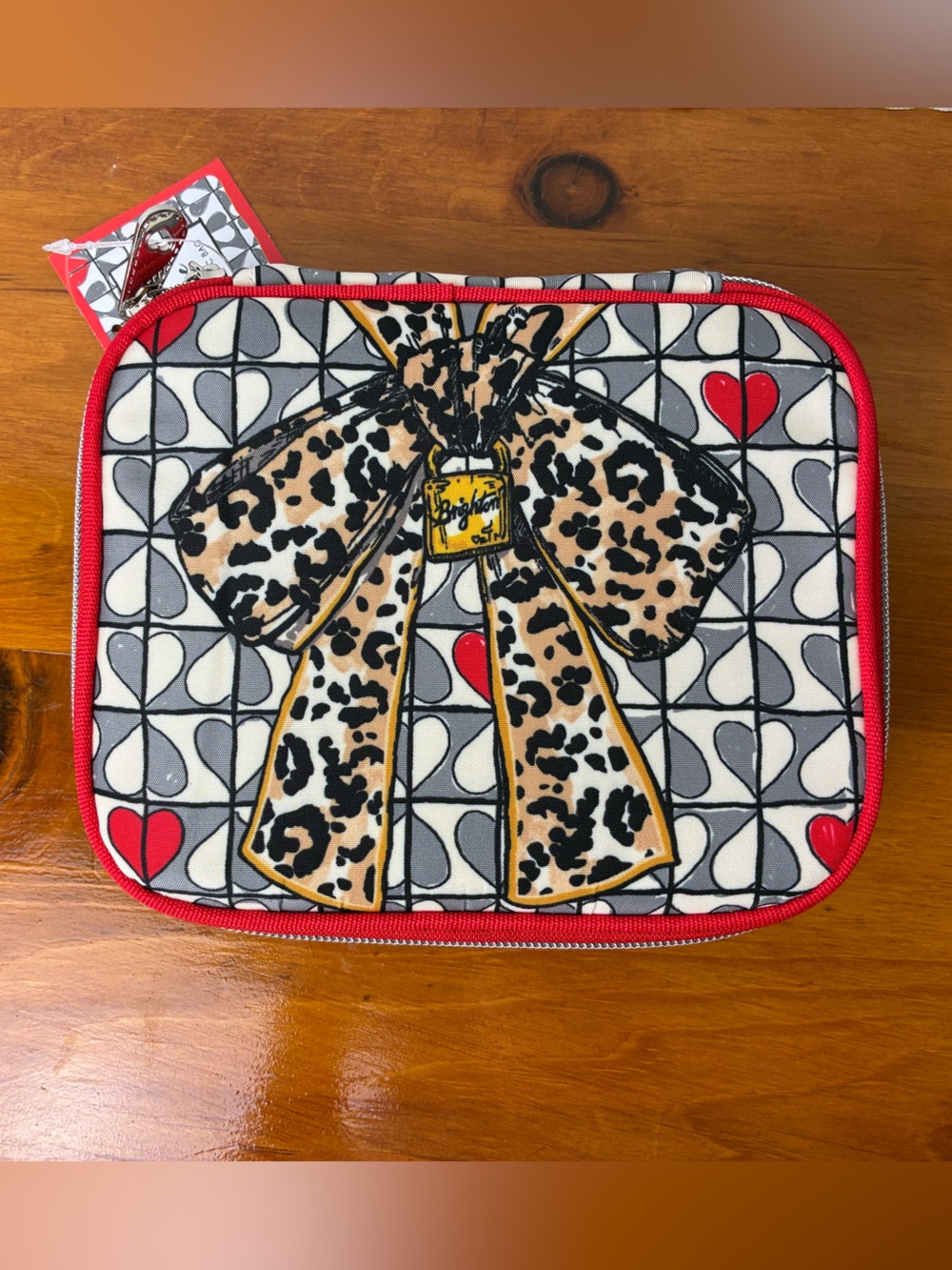 Brighton Wild Love Cat Travel Jewelry Case Cosmetic Makeup Bag Zipper Red NWT